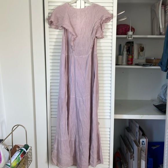 Soft Surroundings Tiered Short Sleeved Gauze Maxi Dress Sz XL Pinkish Purple - Picture 2 of 7